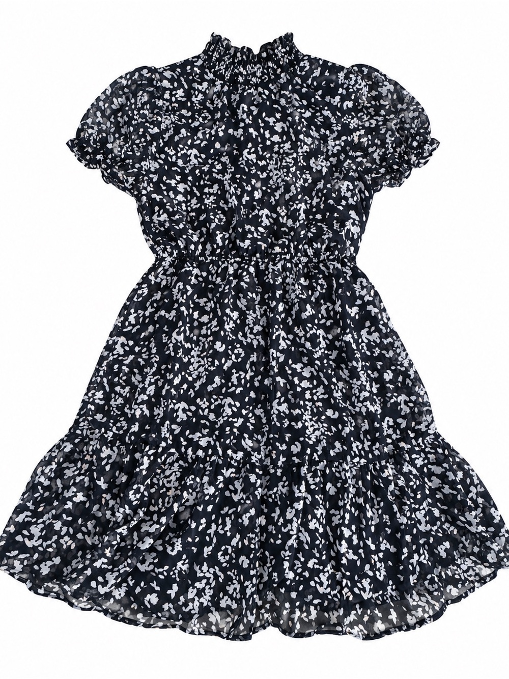 Poppies and Roses Black White Floral Ruffle Tiered Dress little girl Size Small